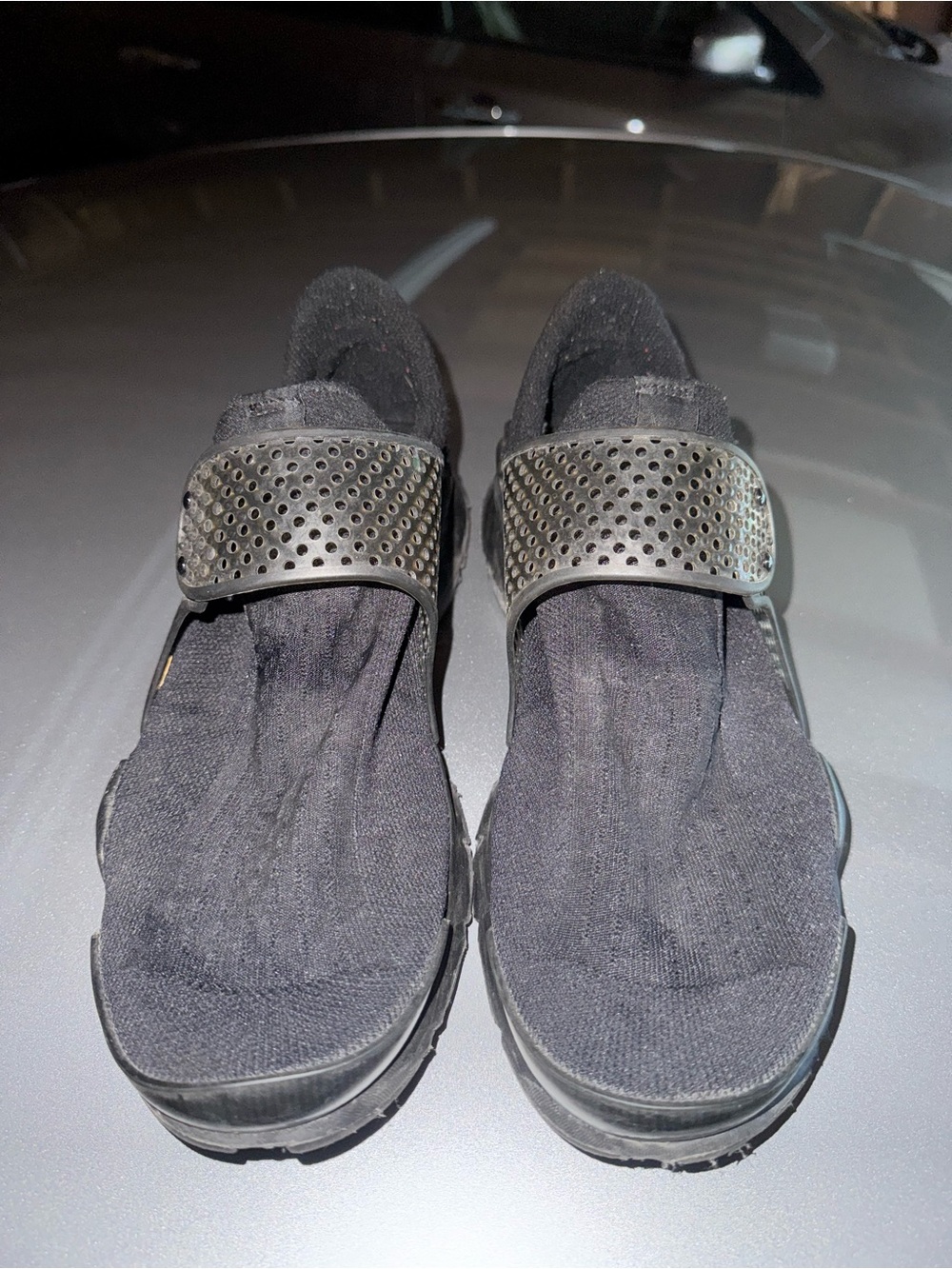 Nike Black Slip-On Athletic Sandals with Perforated Strap